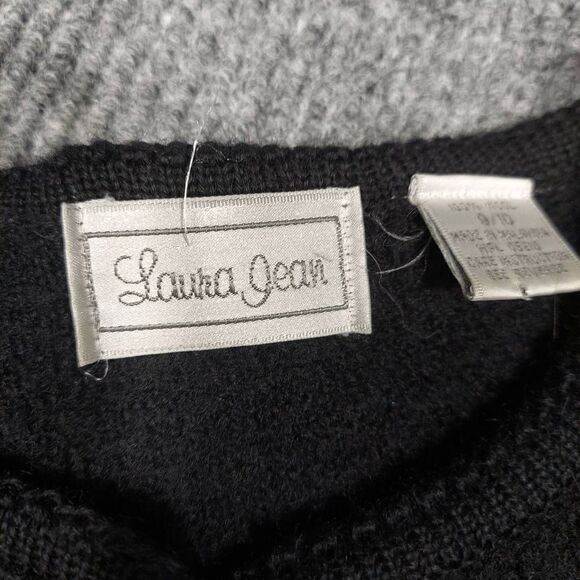 Vintage Laura Jean Cardigan womens 9/10 Black Button up wool long sleeve - Picture 6 of 11